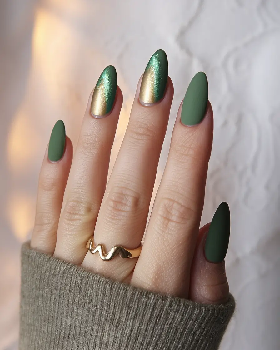 september nails color fall dip powder Velvet Forest & Gold Shift