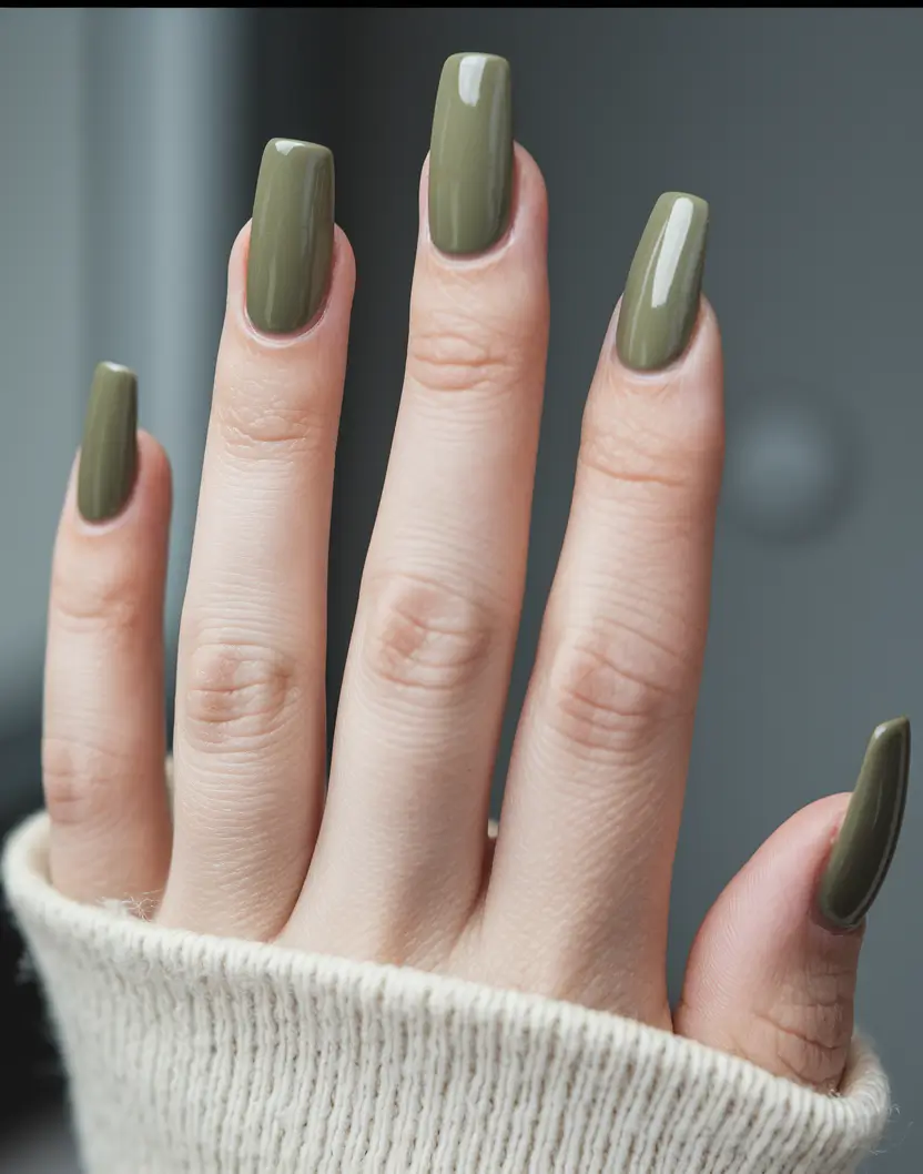 september nails color Olive Drab, But Make It Chic