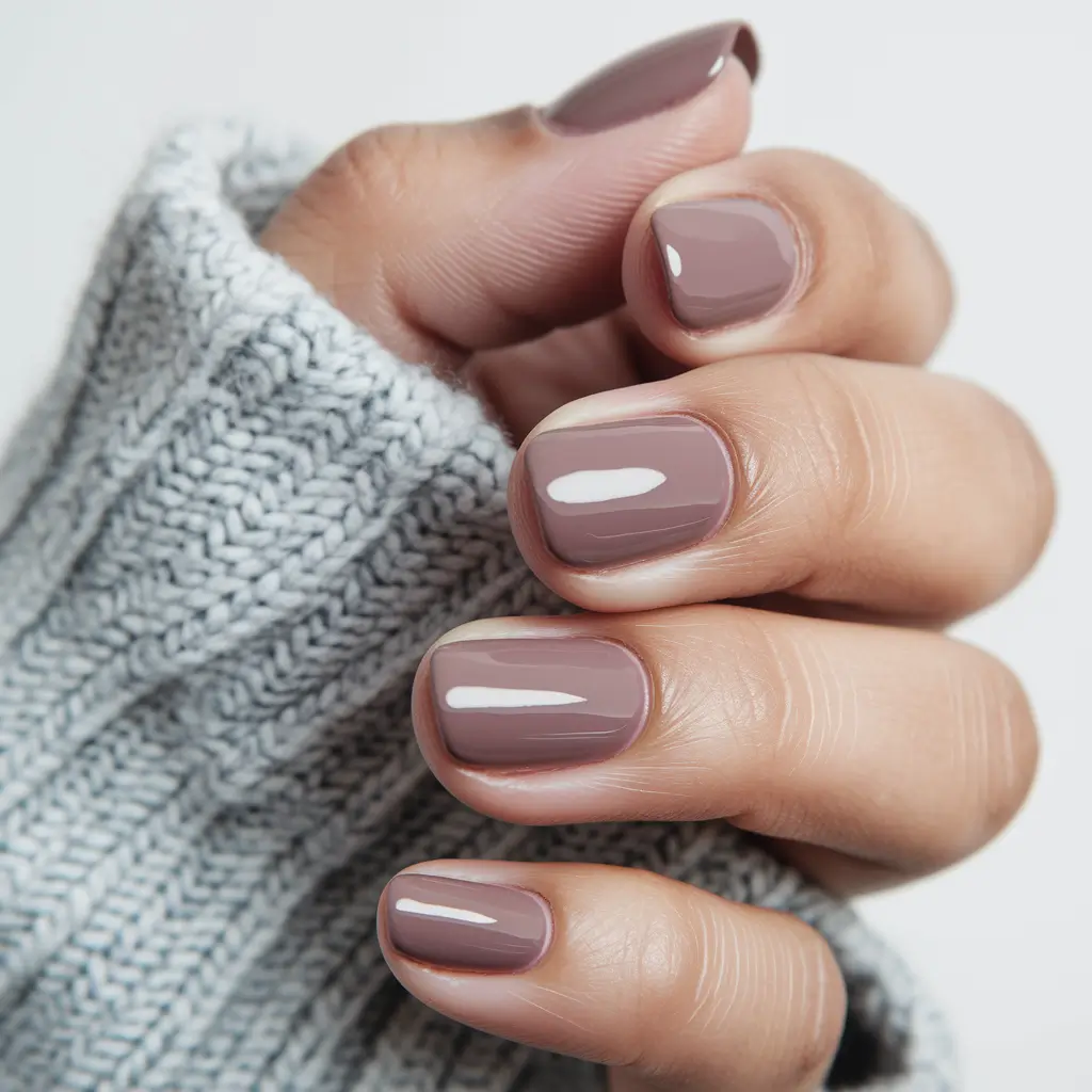 september nails color fall gel short Muted Mauve Rounds