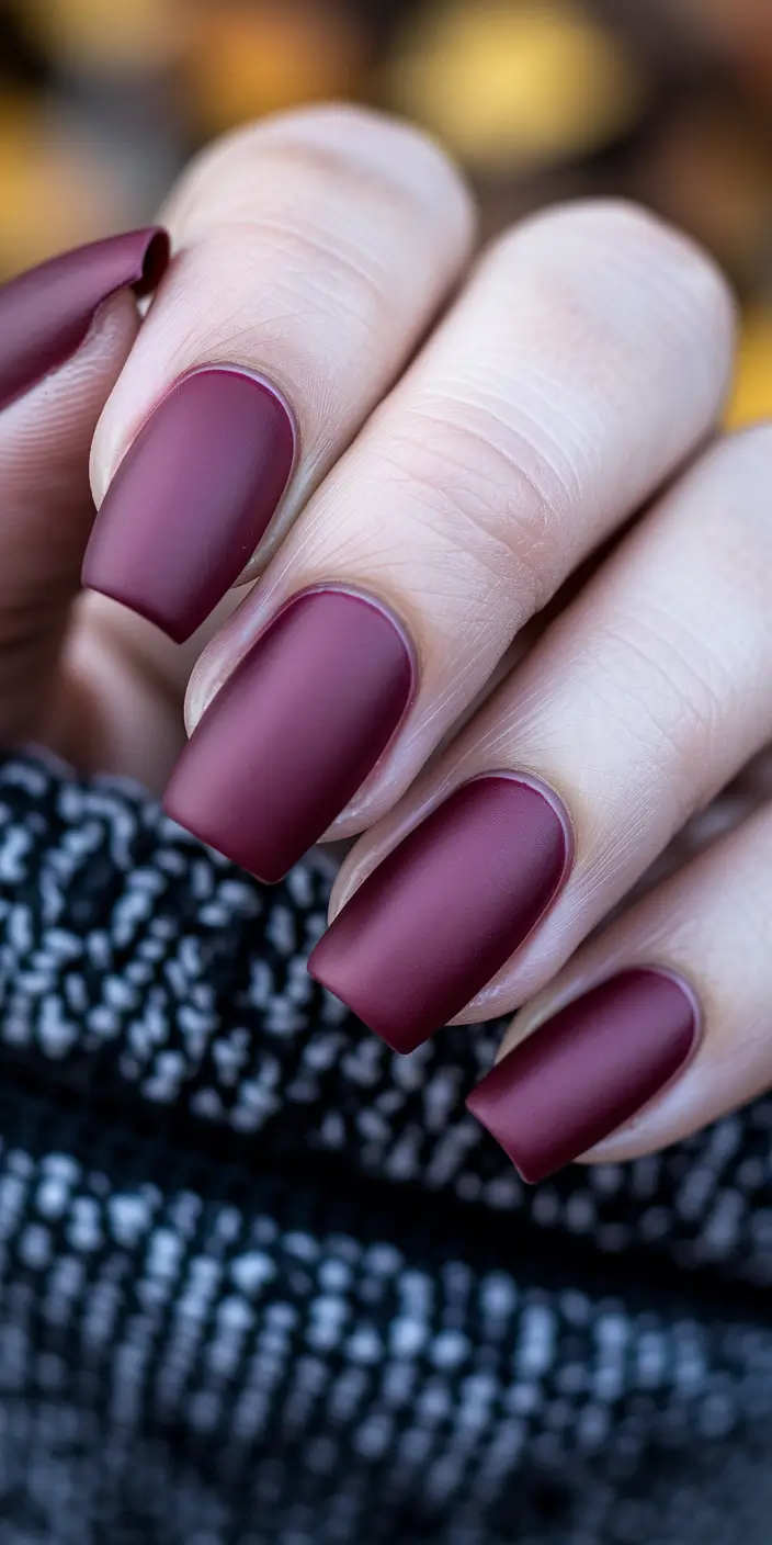 september nails color fall dip powder Matte Burgundy for Sweater Weather