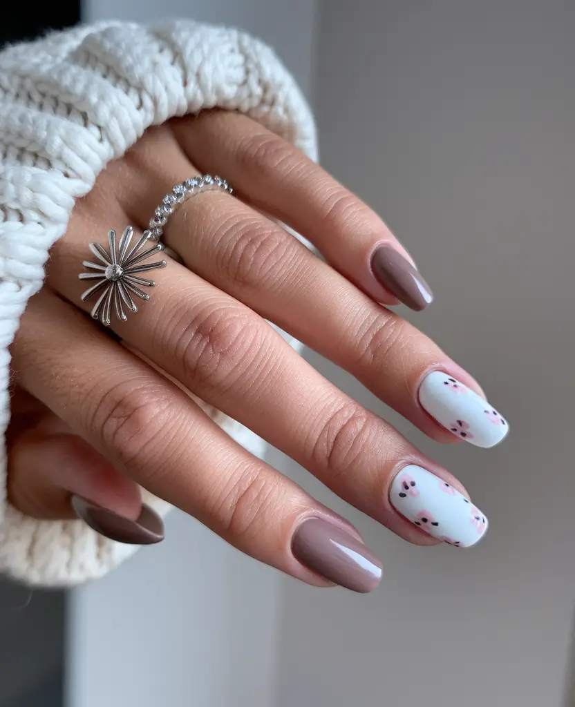 september nails designs short square Latte Bloom with a Hint of Whisper