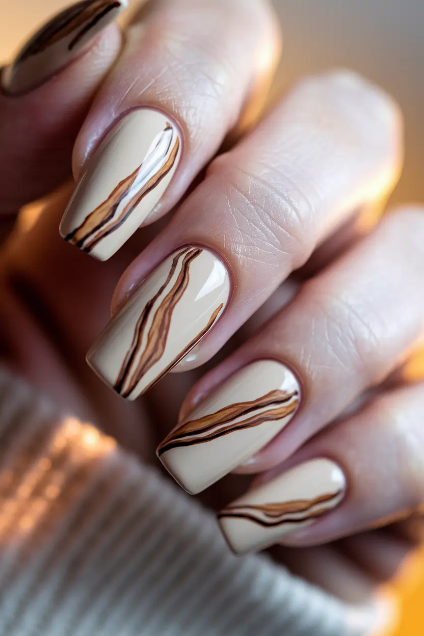 september nails designs simple Toasted Woodgrain Elegance
