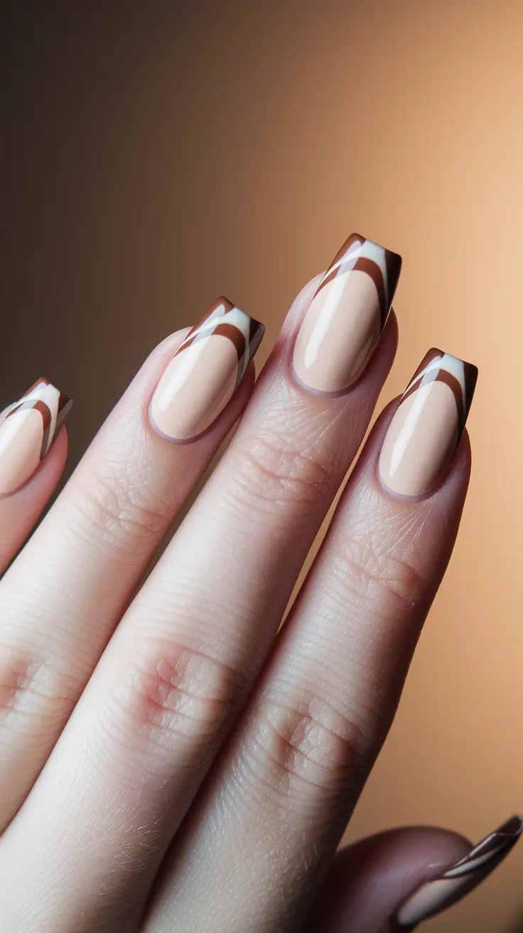 september nails designs coffin Retro Swirl in Nude Mocha