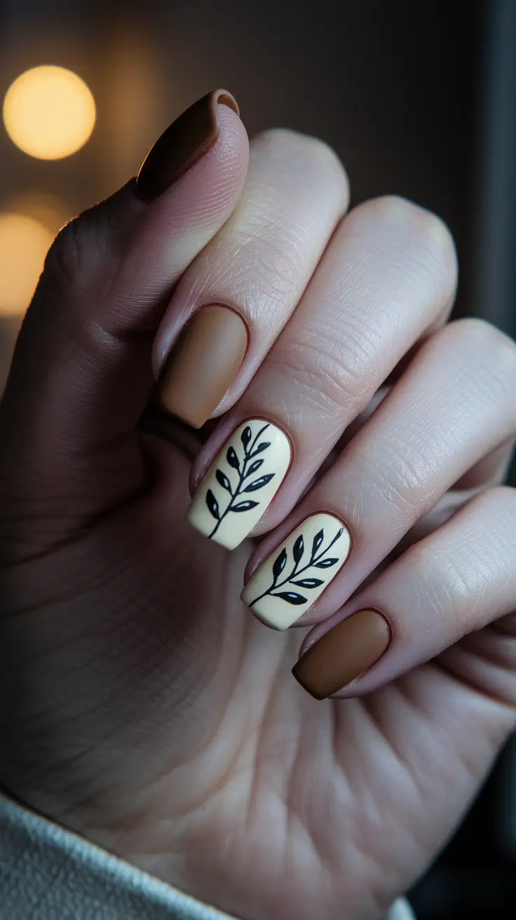 september nails designs short Matte Mocha Meets Minimalist Branch