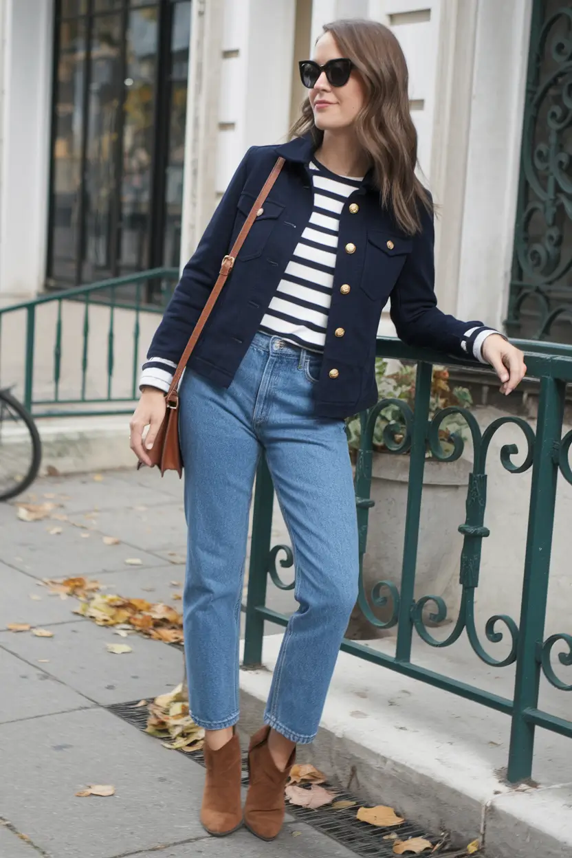 September outfits Parisian Stripes with a Fall Twist