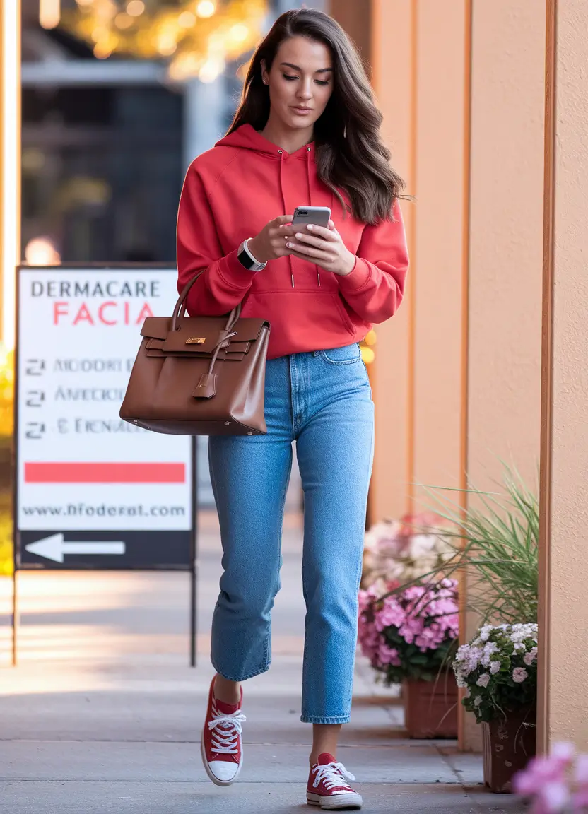September outfits Cherry Red and Denim: Back-to-School Cool