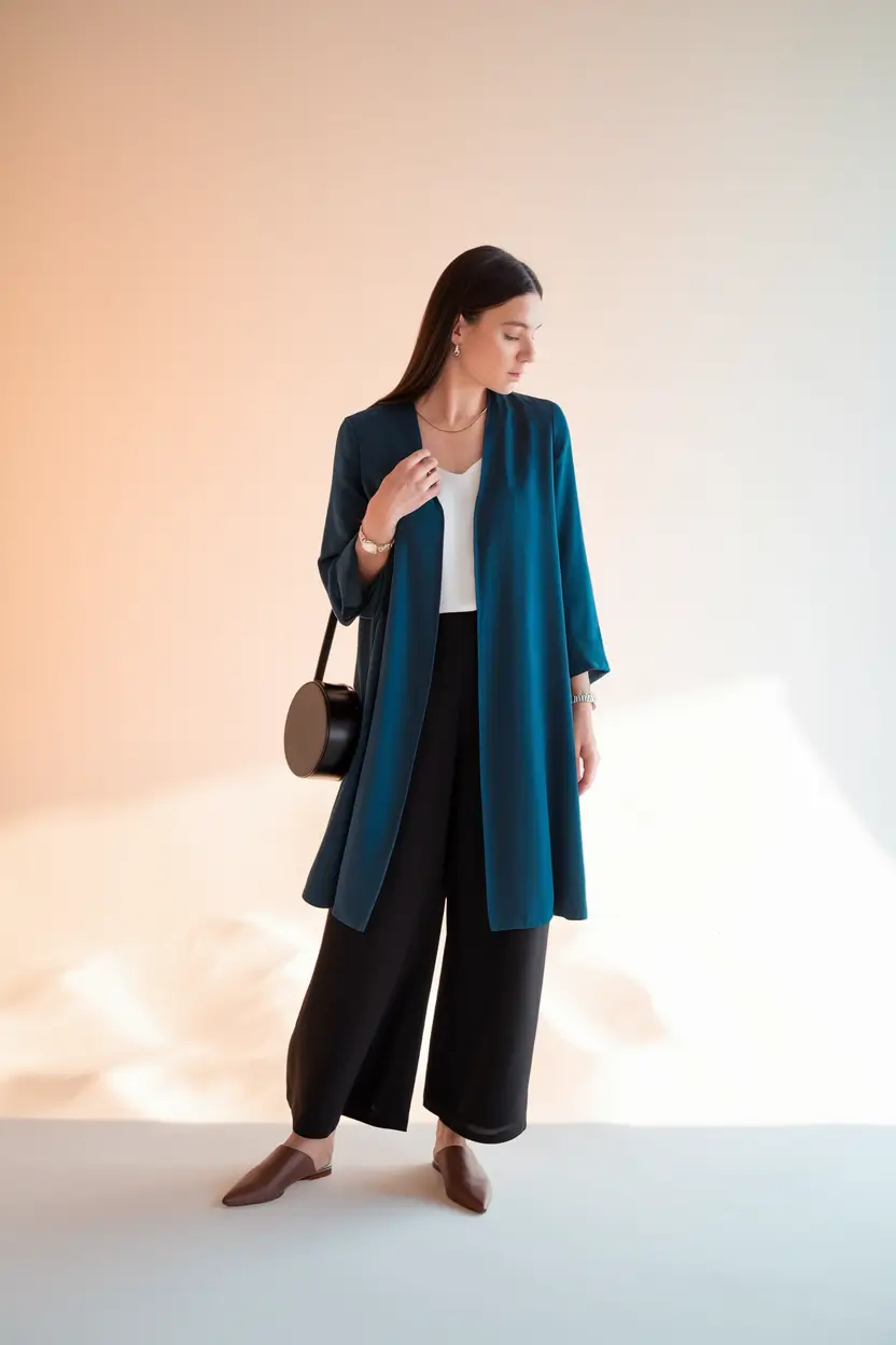September outfits Teal Layers & Timeless Neutrals