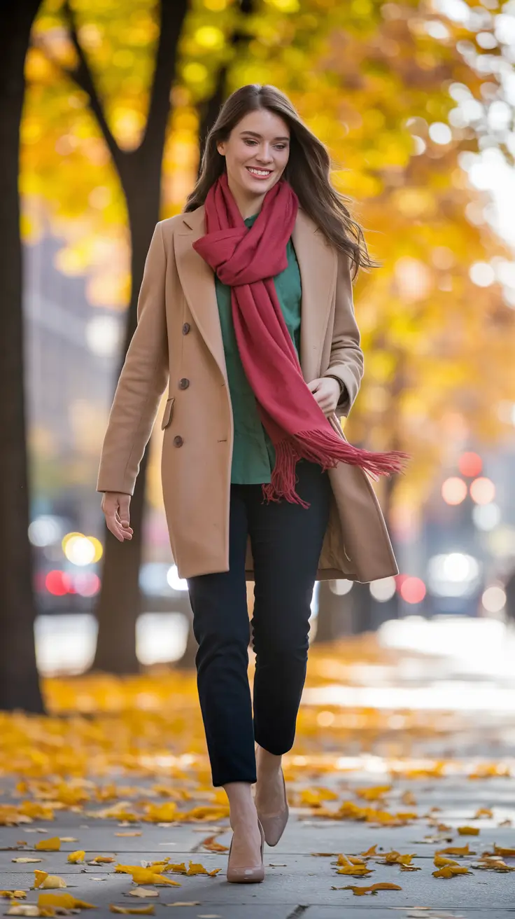 September outfits Timeless Neutrals with a Crimson Twist