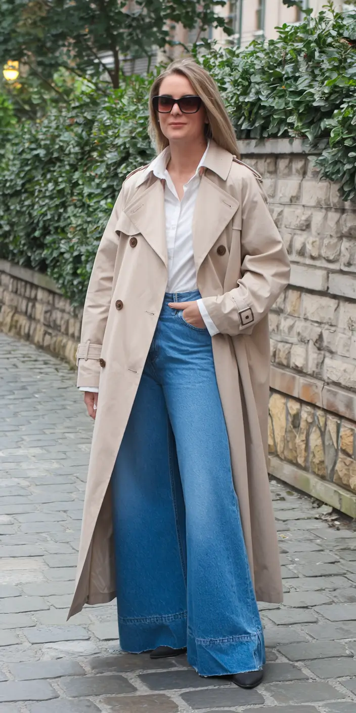 September outfits casual fall Trench Goals & Wide Denim Drama