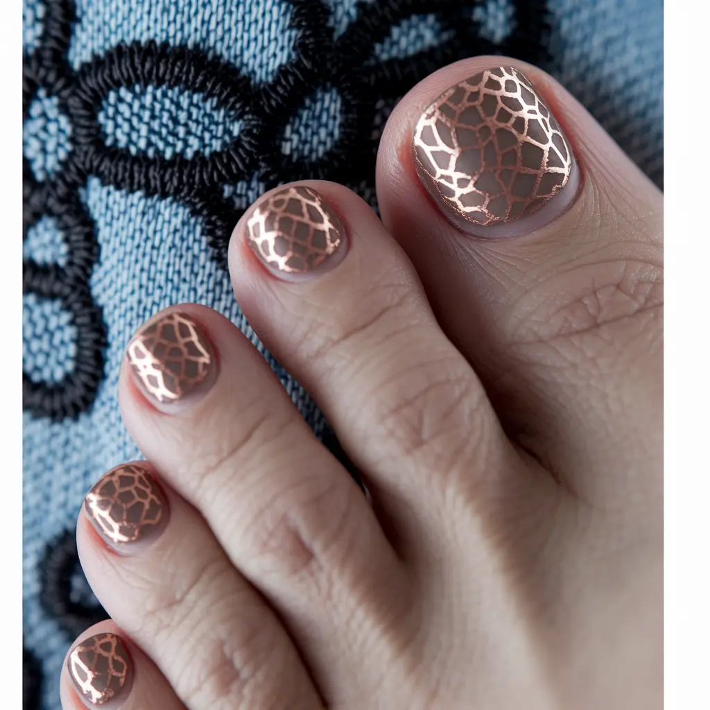 pretty toe nails september Rose Gold Lattice Elegance