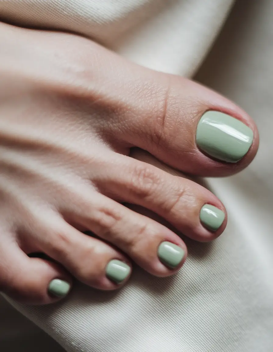 september toe nails inspo Sage Whisper