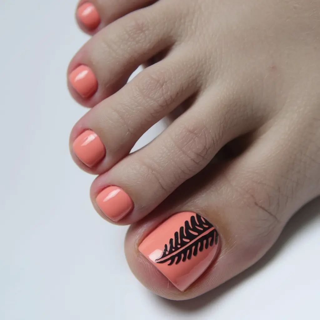 toe nails ideas for september Coral Leaf Chic