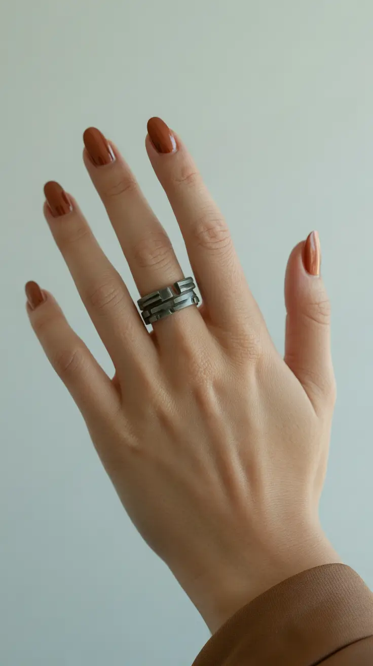 2025 Short Fall Nail Trends – Chestnut Latte Micro-Almonds