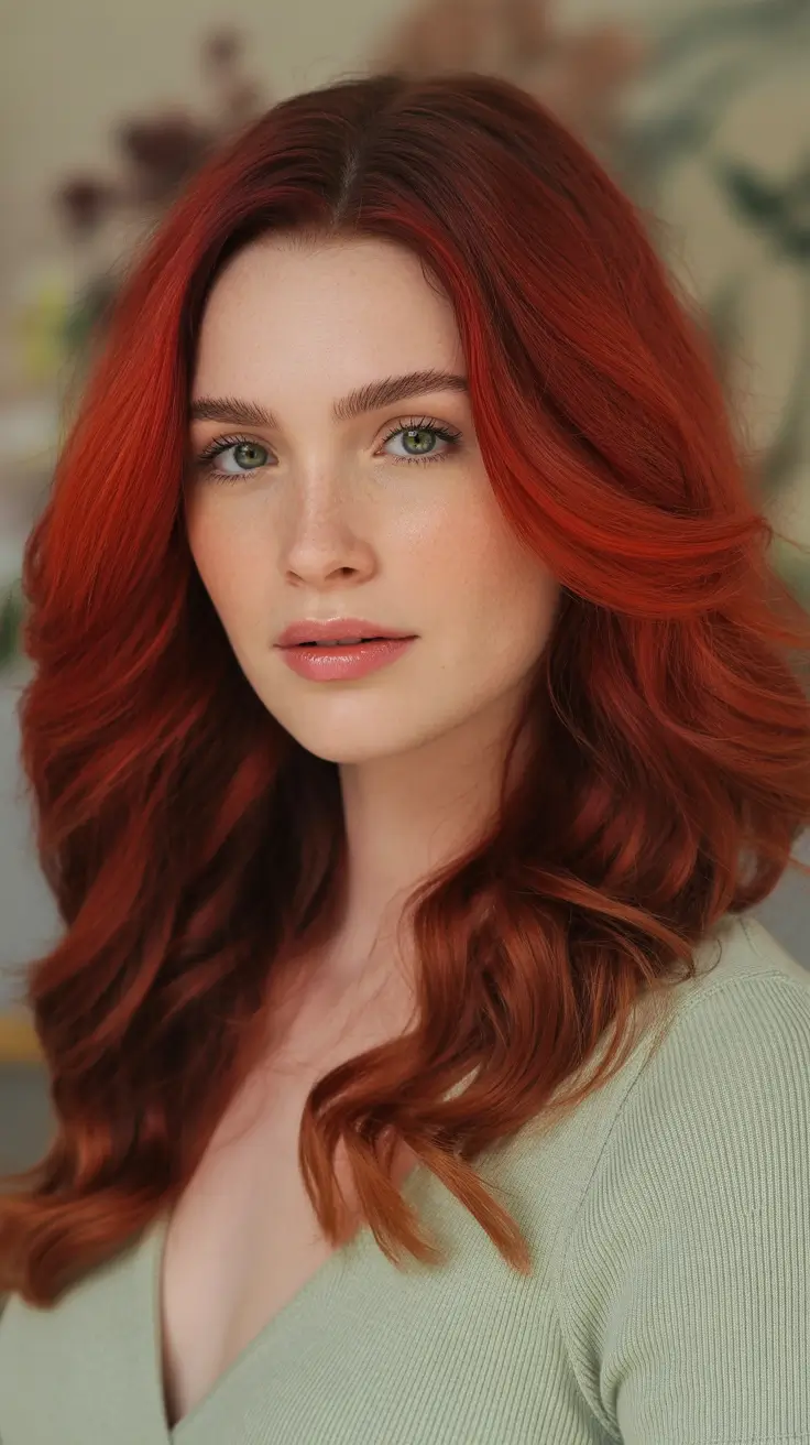 Deep Winter Hair Colors Inspiration 2025–2026 - Iced Ruby Layered Waves