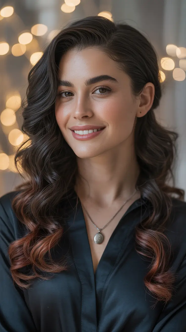 Deep Winter Hair Colors Inspiration 2025-2026 - Espresso With Cinnamon Glow Tips - cozy yet cool-leaning