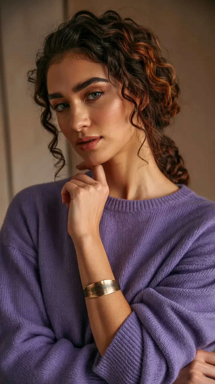 Deep Winter Hair Colors Inspiration 2025-2026 - Espresso Curls with Copper Sparks - soft updo, strong contrast