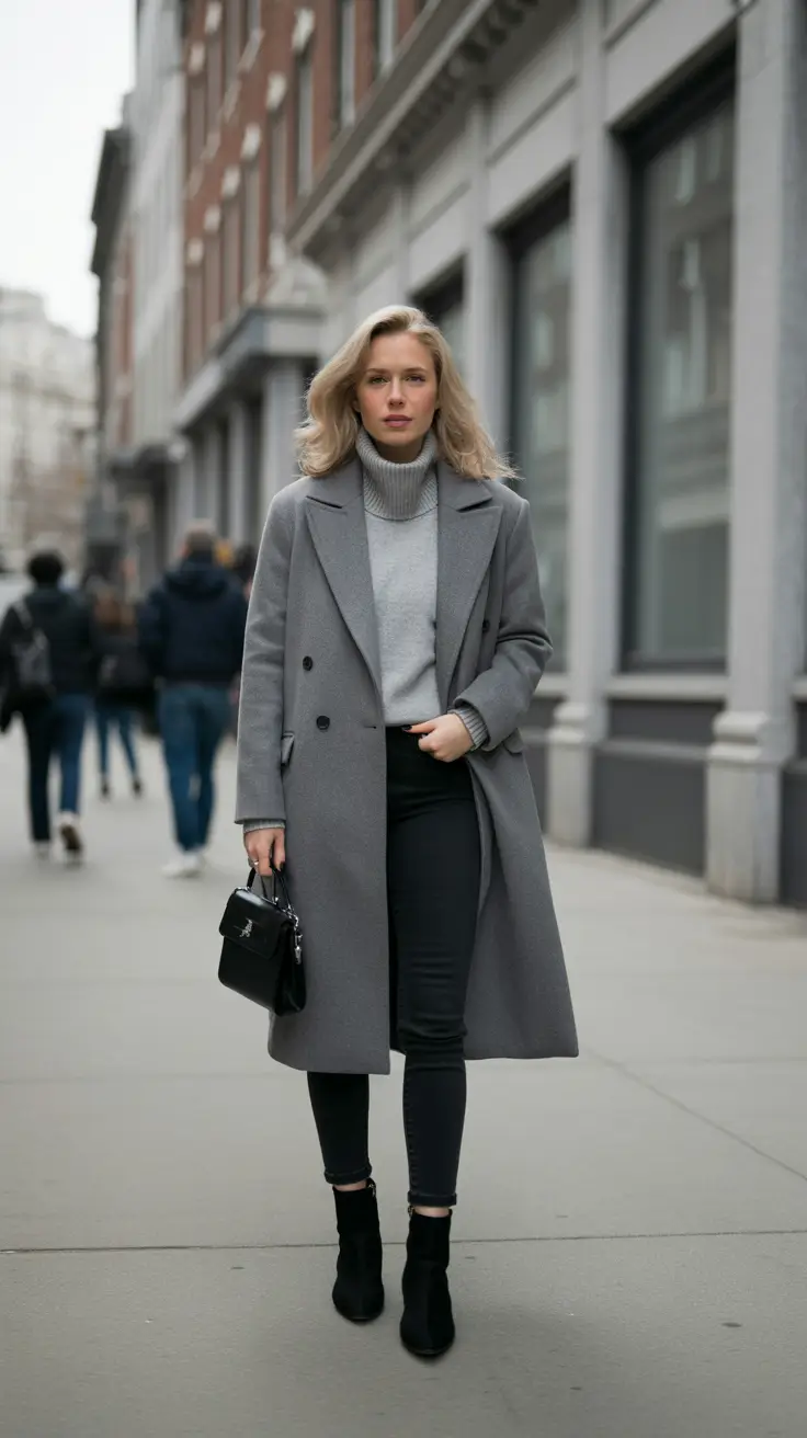 Chic Early Winter Outfits Guide 2025 - Monochrome Gray With Jet-Black Anchors