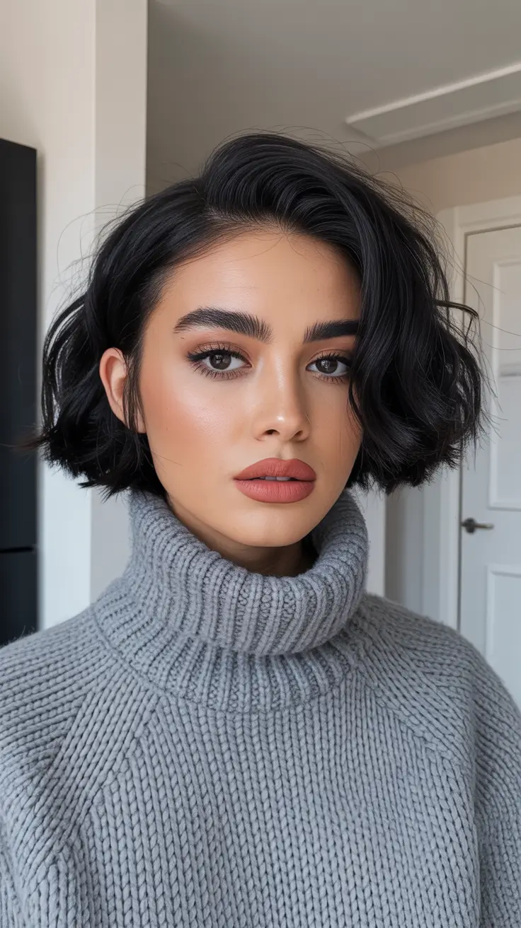 fall and winter hair colors 2025-2026 - Midnight Espresso Bob With Side Sweep