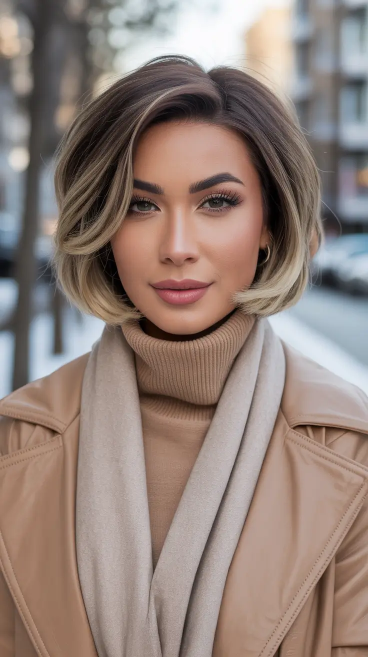 fall and winter hair colors 2025-2026 - Buttery Face-Frame Bob With Smoky Roots