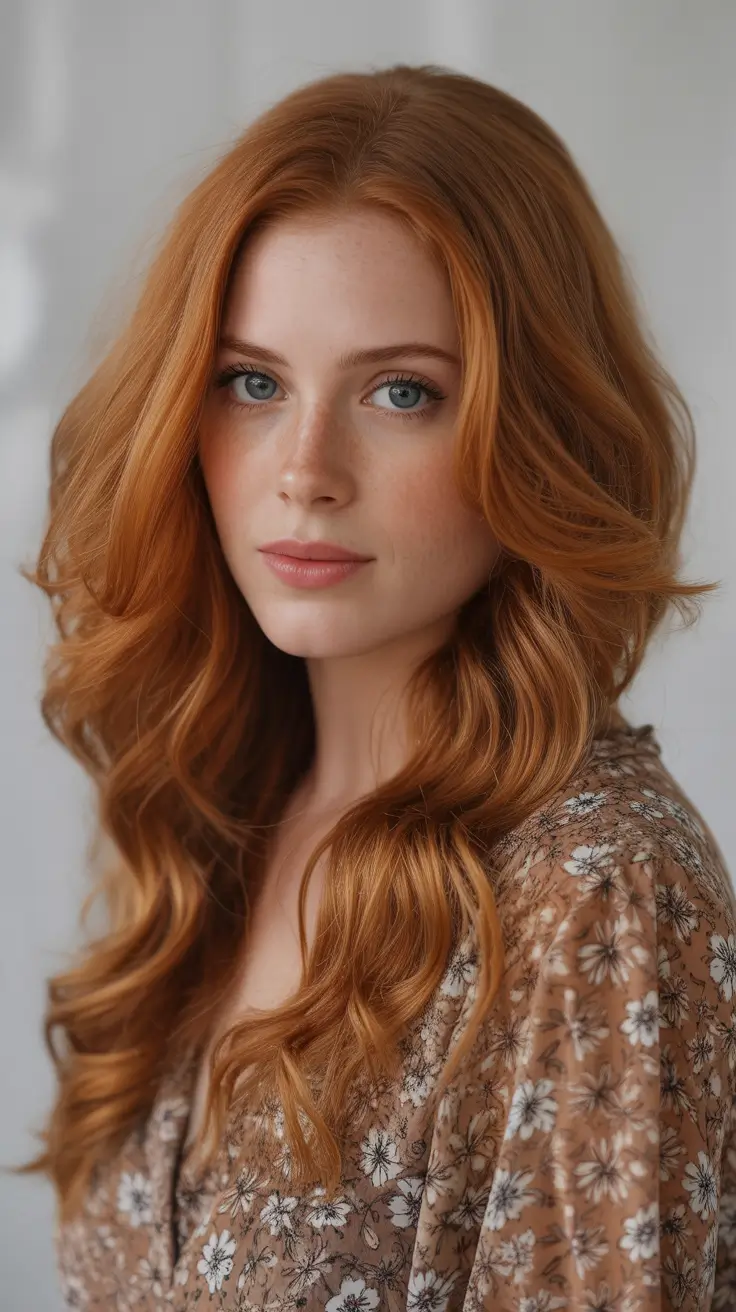 fall and winter hair colors 2025-2026 - Strawberry Honey Glow With Airy Layers