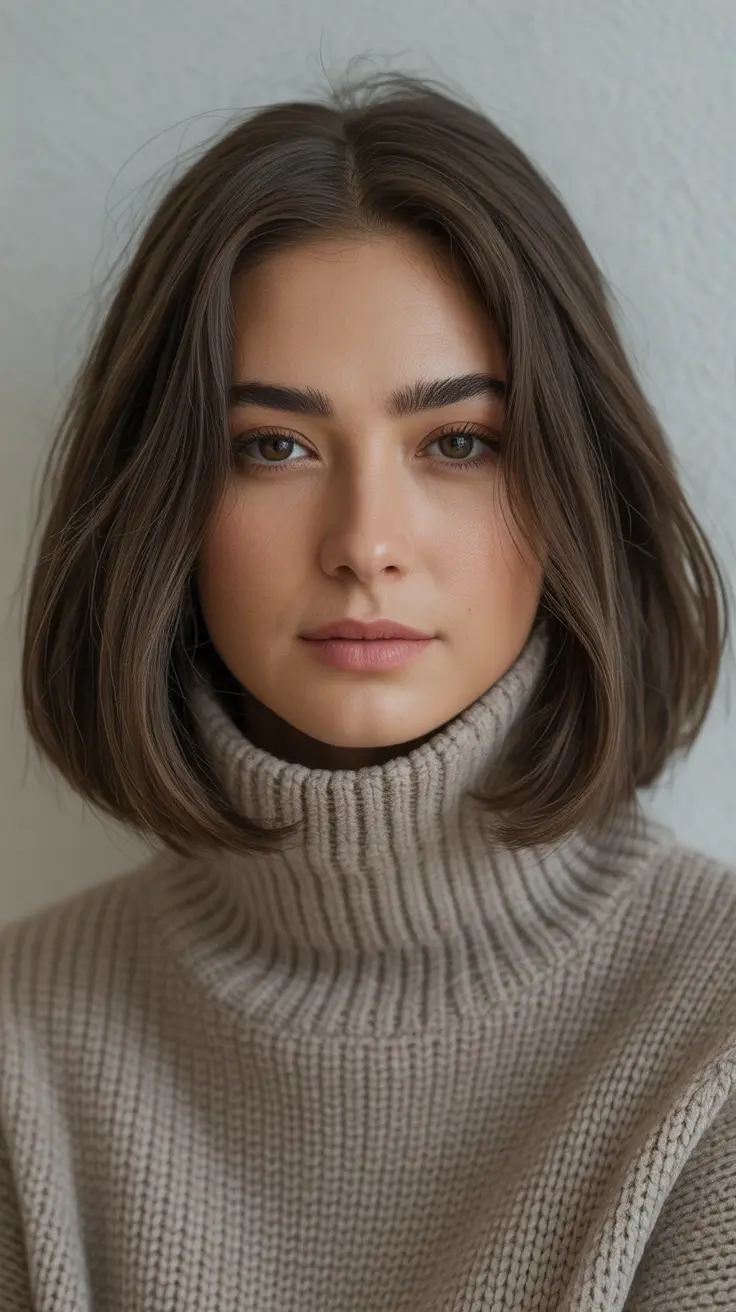 fall and winter haircuts - Soft Chin-Length Bob With Tucked Ends