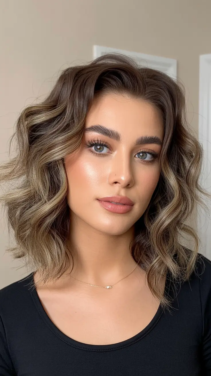 fall and winter haircuts - Root-Lift Wavy Lob With Smoky Highlights