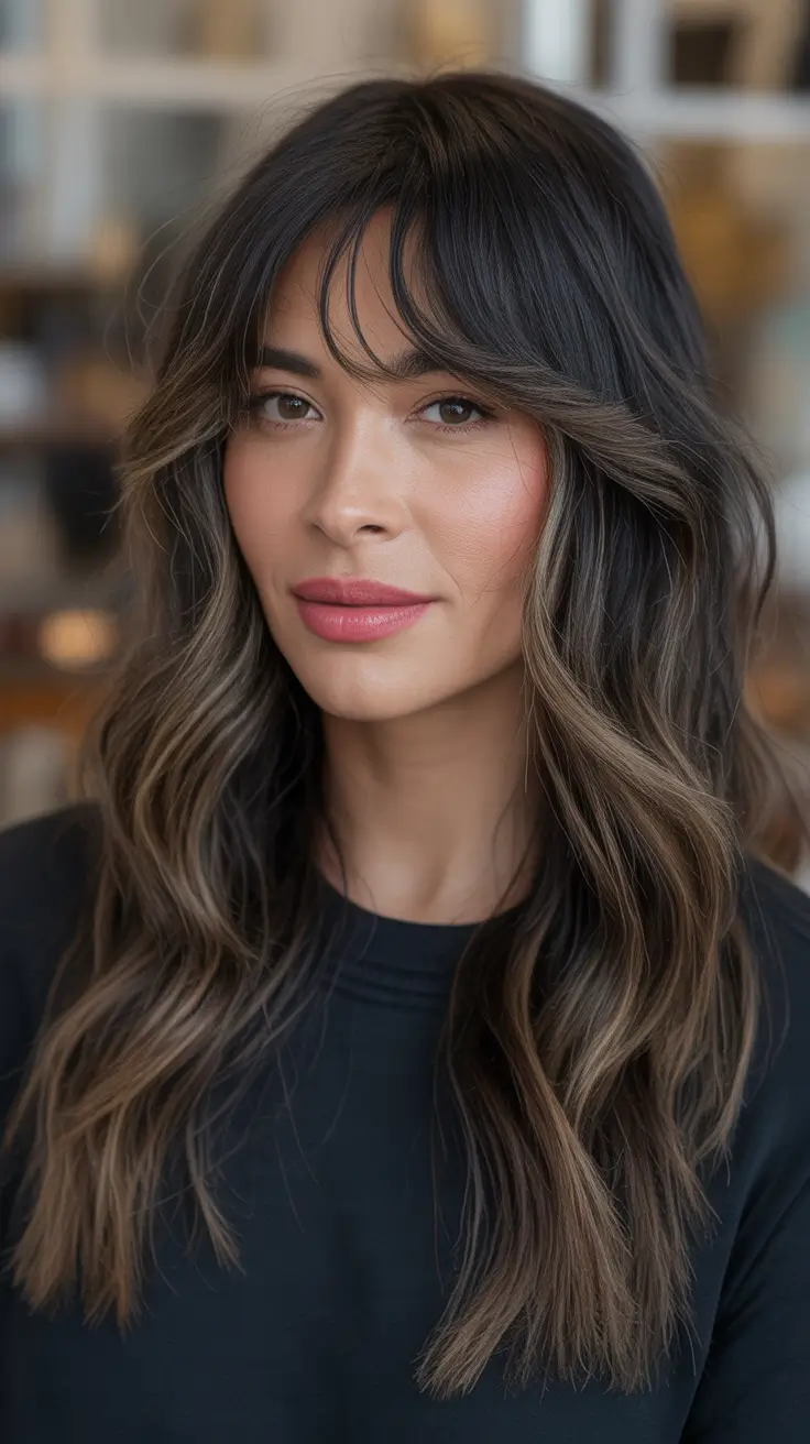 fall and winter haircuts - Butterfly Layers With Airy Curtain Fringe