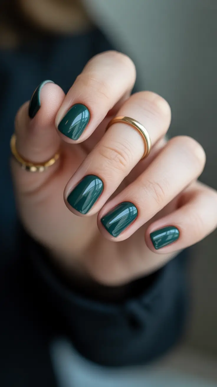 nail color for november - Deep Forest on Minimal Short Nails