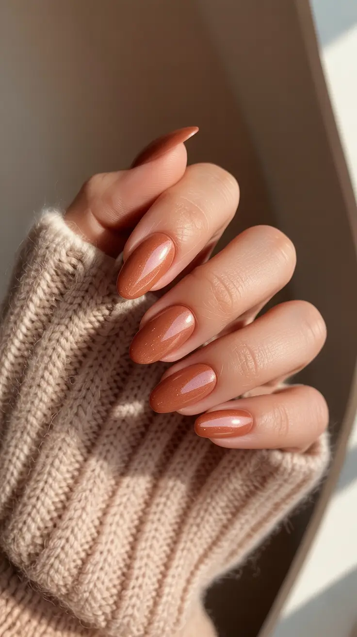 nail color for november- Burnished Copper Glow (Almond)