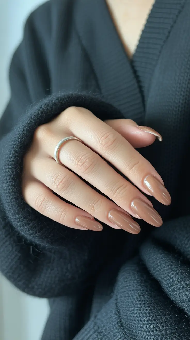 nail color for november - Caramel Latte Almond Shine