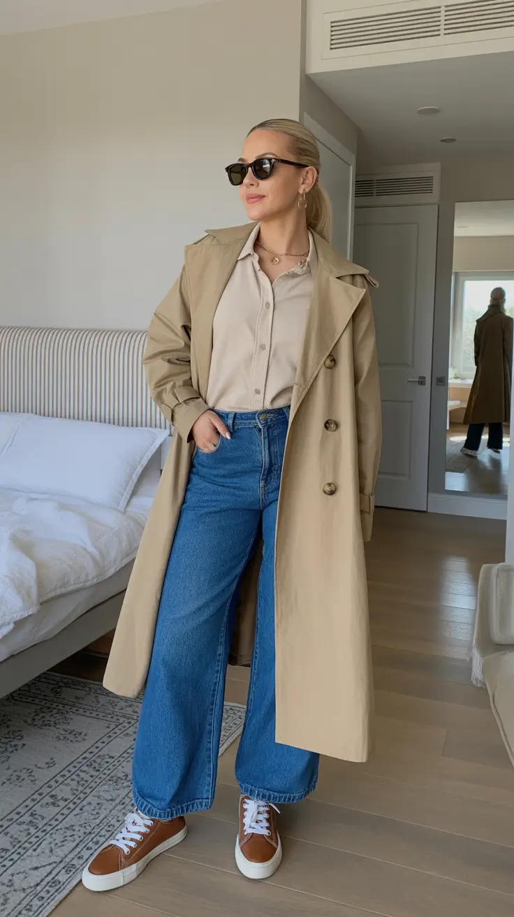 Fall outfits Ideas for November 2025 - Trench, Shirt, And Sneakers Weekend Formula
