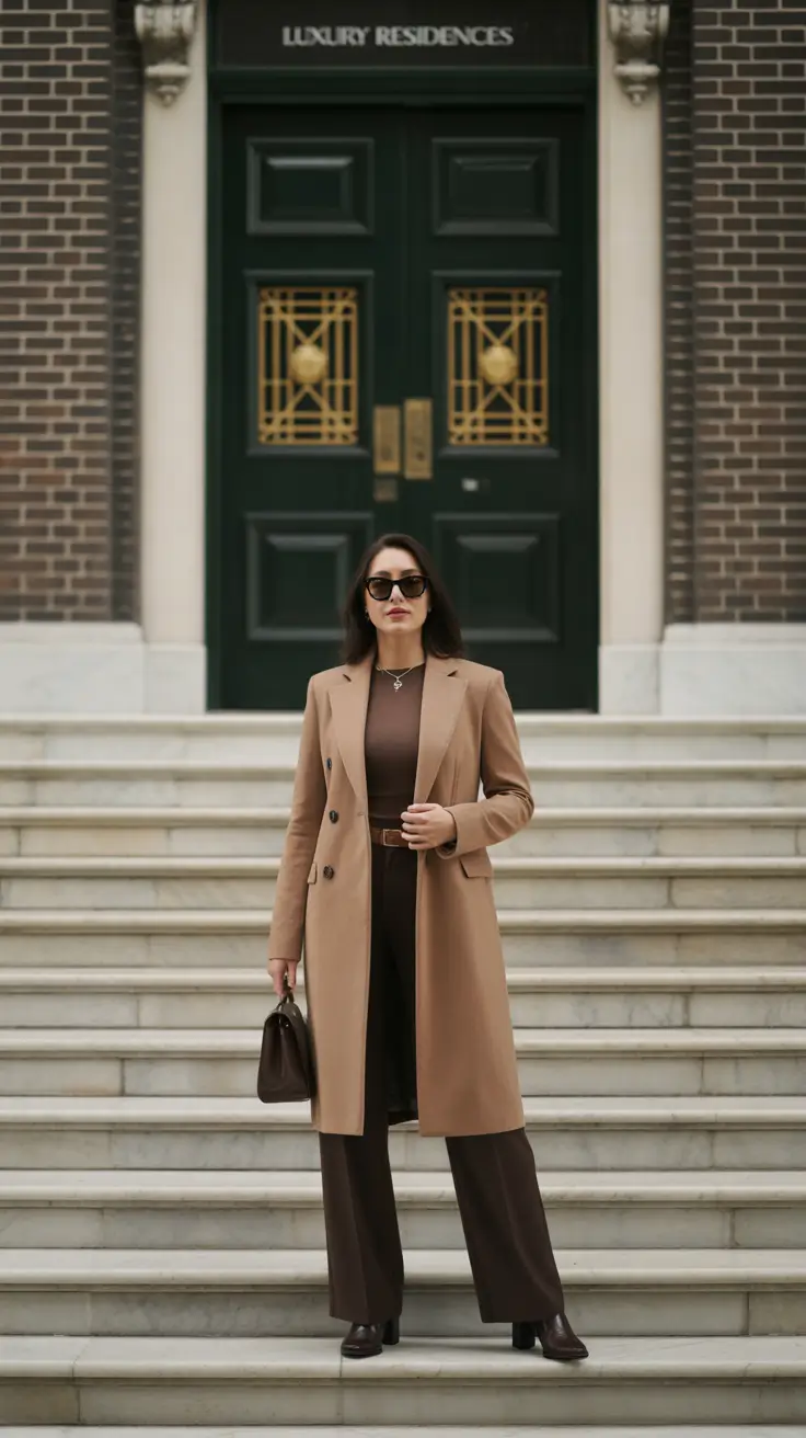Fall outfits Ideas for November 2025 - Camel Coat Monochrome Power