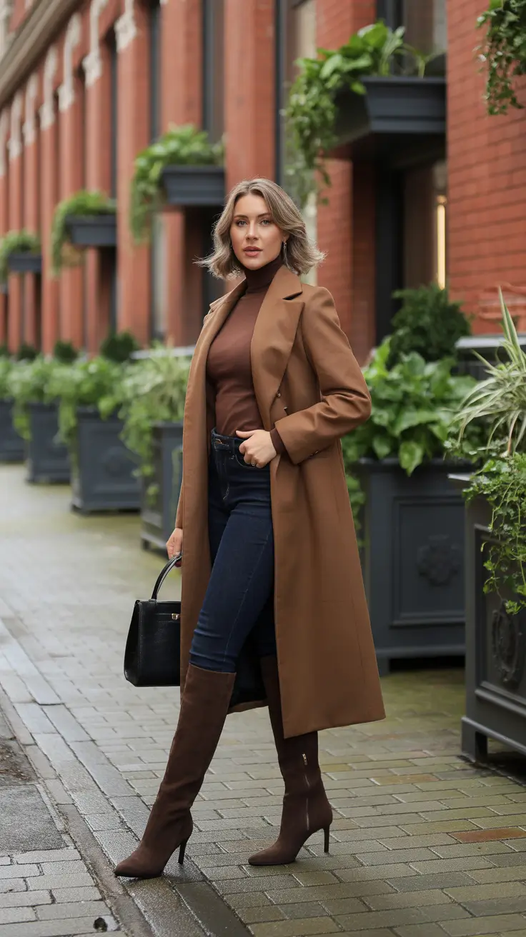 Fall outfits Ideas for November 2025 - Camel and Denim With Tall Boots