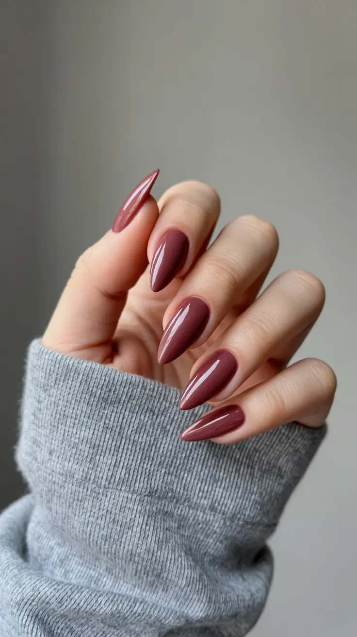 Cute Fall & Winter Nails 2025–2026 - Cashmere Mulberry Almond