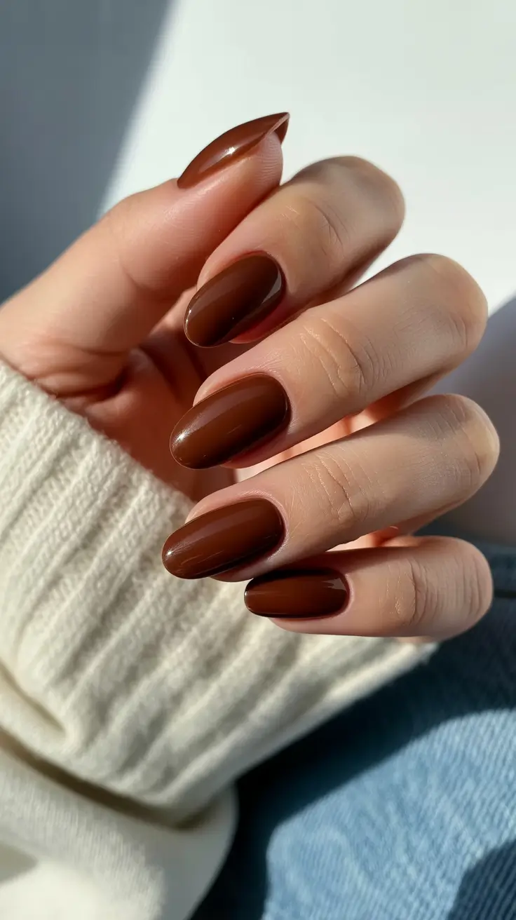 Cute Fall & Winter Nails 2025–2026 - Molten Mocha Shine