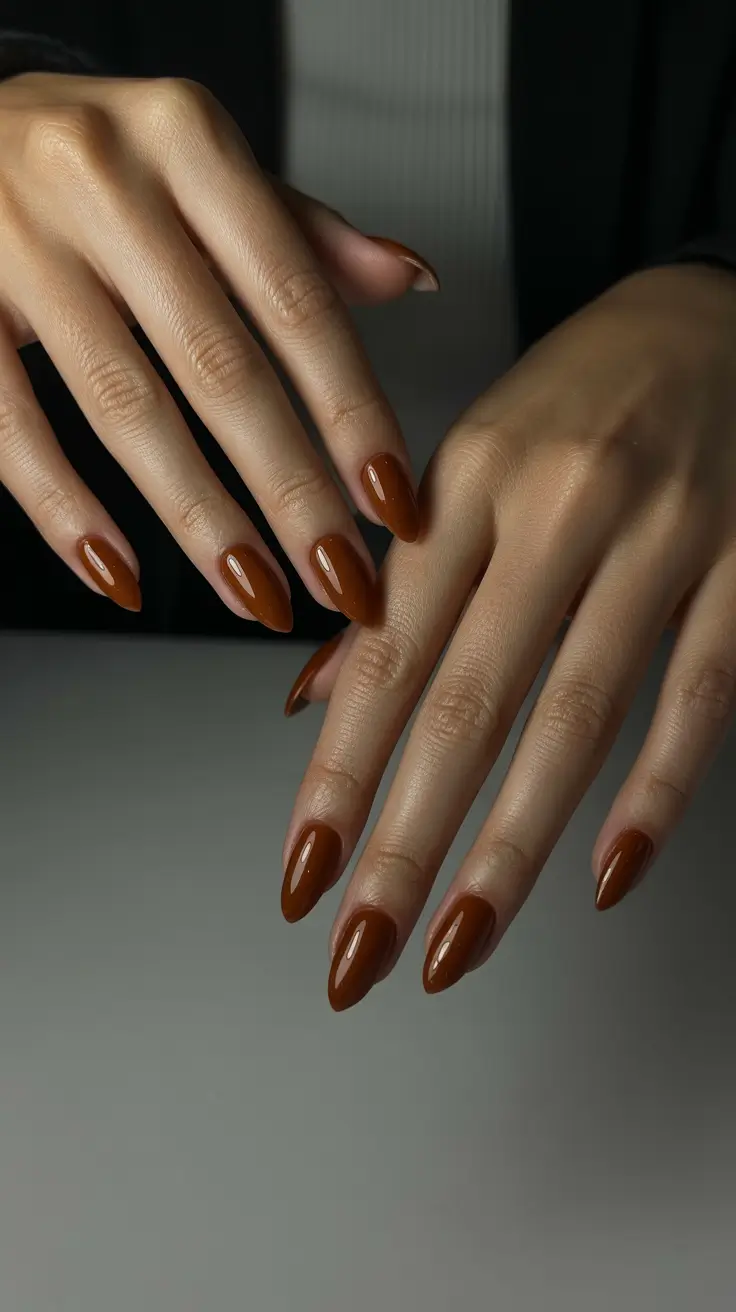 Cute Fall & Winter Nails 2025–2026 - Toffee-Glazed Almond