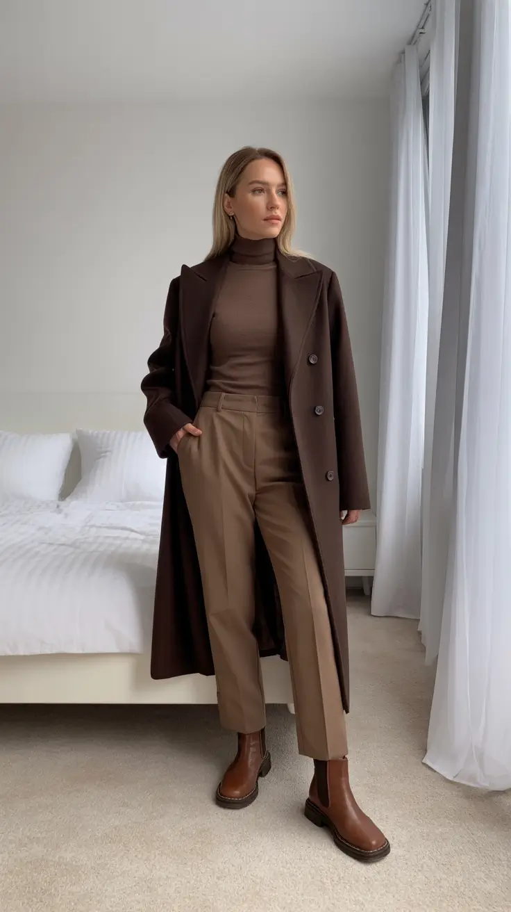 2025 Fall-Winter Fashion: Cold Weather outfits Ideas - Cocoa Monochrome With Menswear Edge