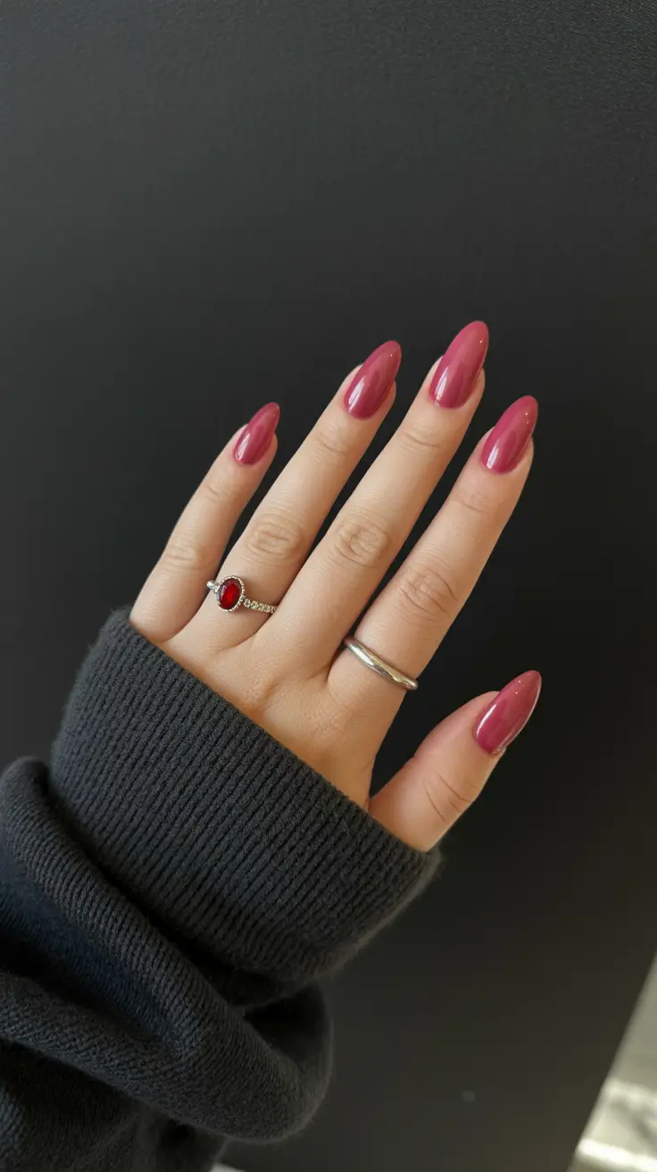 Fall & Winter Nail Colors Trends 2025-2026 - Berry Jelly Almond Glow