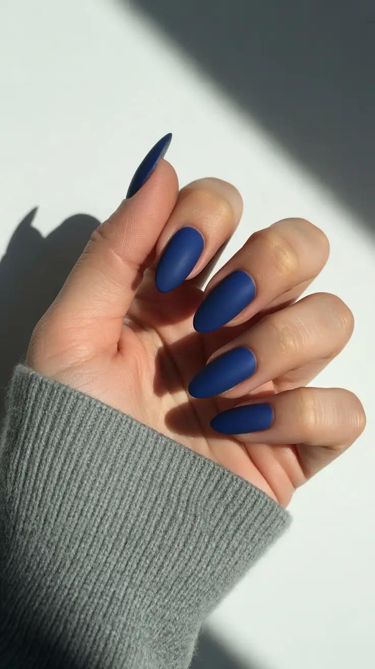 Fall & Winter Nail Colors Trends 2025–2026 - Midnight Cobalt Velvet
