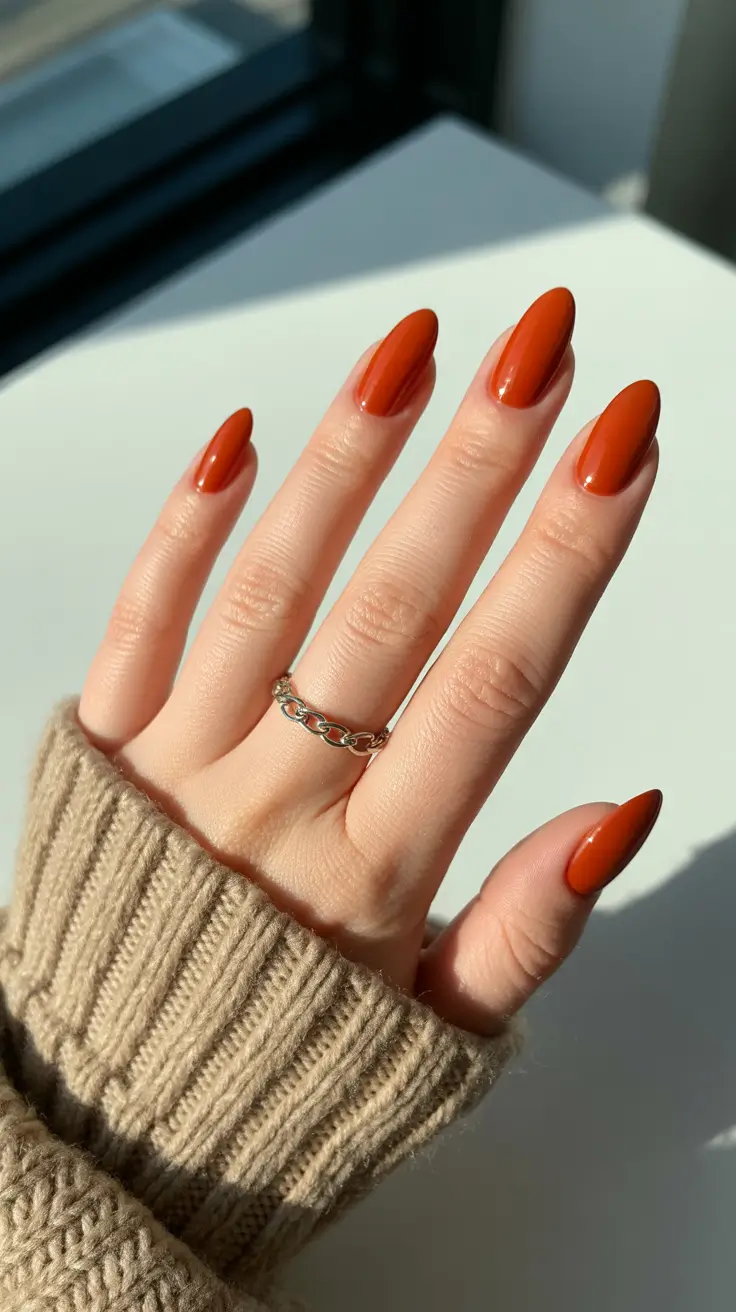 Fall & Winter Nail Colors Trends 2025-2026 - Spiced Pumpkin Almond Cream