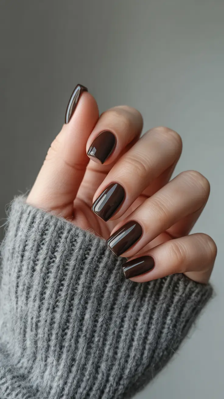 Fall & Winter Nail Colors Trends 2025–2026 - Liquid Espresso Square