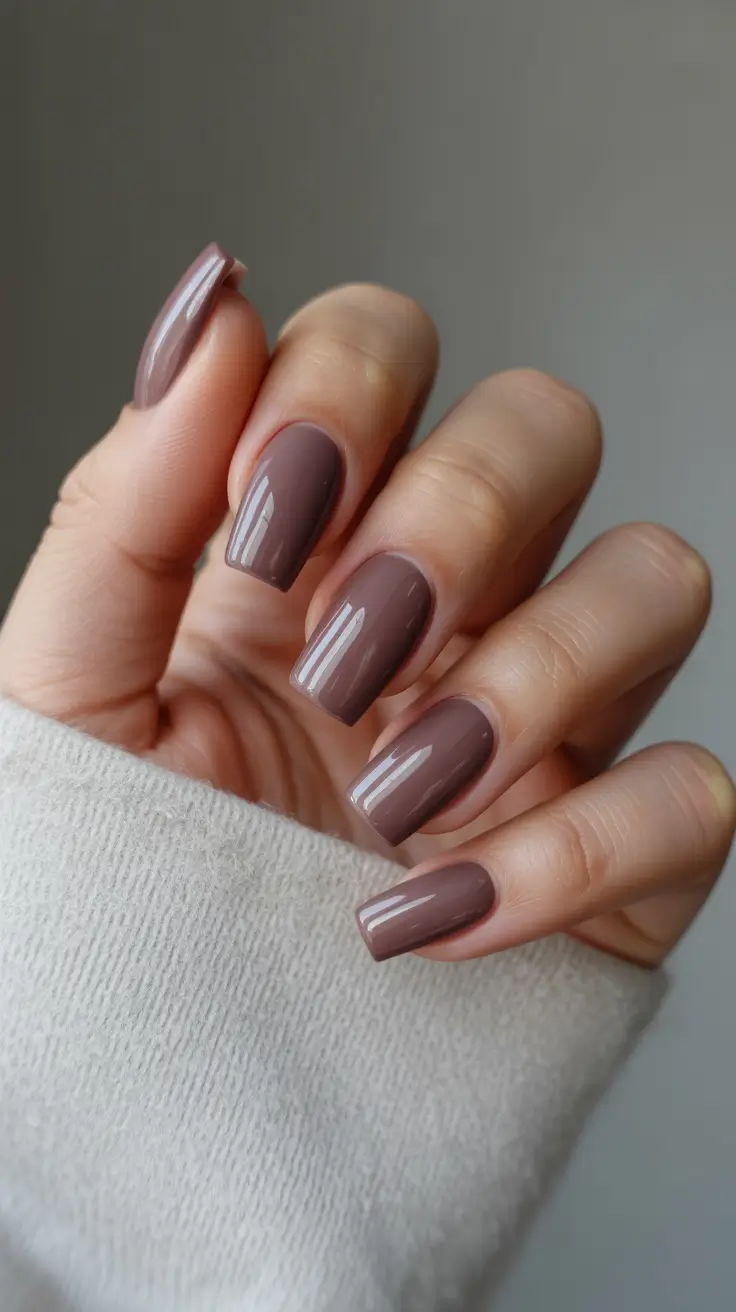 Fall & Winter Nail Colors Trends 2025–2026 - Mushroom Taupe Gloss