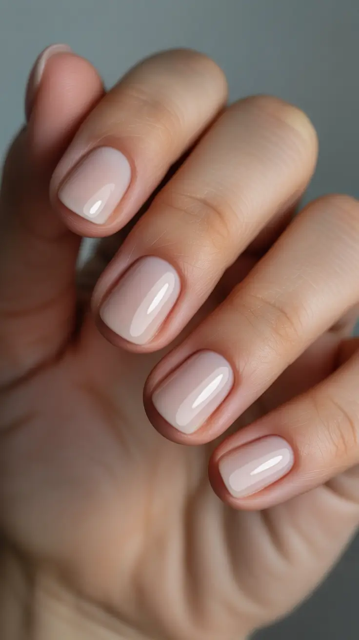 Fall Nail Color Inspo for October 2025 - Sheer Porcelain Squares - Clean Girl Neutral
