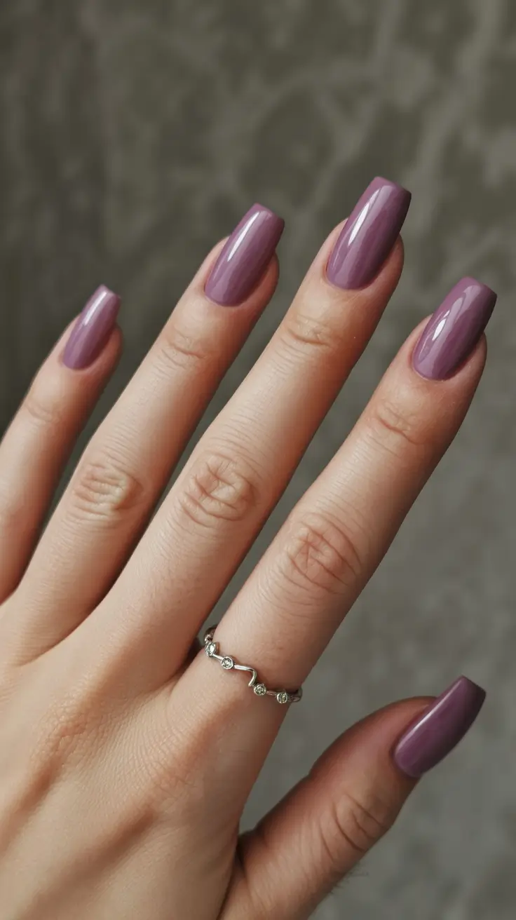 Fall Nail Color Inspo for October 2025 - Dusty Mauve Coffins - Cashmere Purple Cream