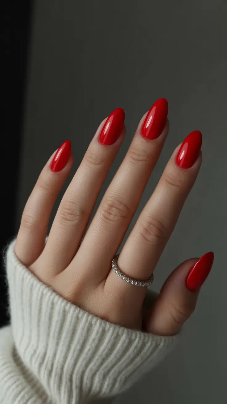 Fall Nail Color Inspo for October 2025 - Almond Red - The City Girl Classic