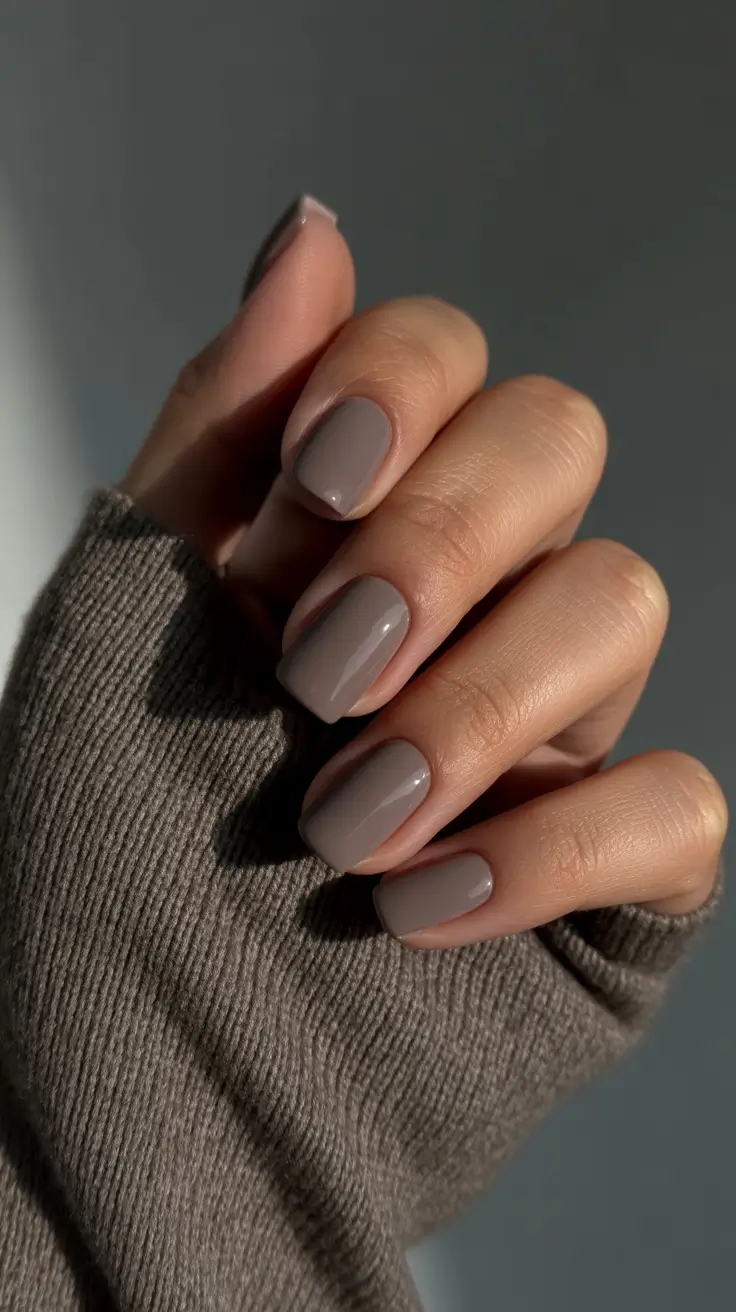 Fall Nail Color Inspo for October 2025 - Soft Greige Squares For Everyday Luxe