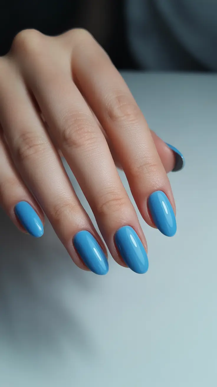 Fall Nail Color Inspo for October 2025 - Cornflower Pop - Blue-Sky Break