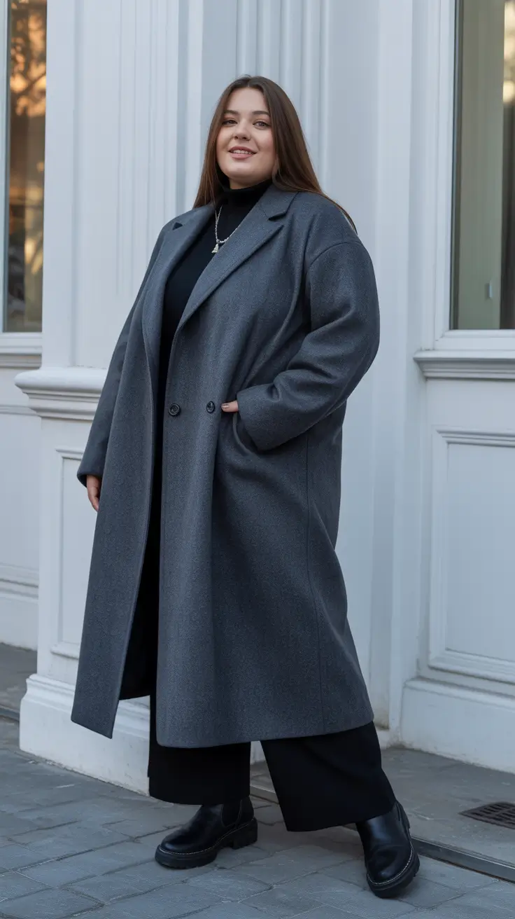 Plus Size Outfits for Winter 2025 / 2026 + Charcoal Coat, Jet-Black Base - Monochrome That Means Business