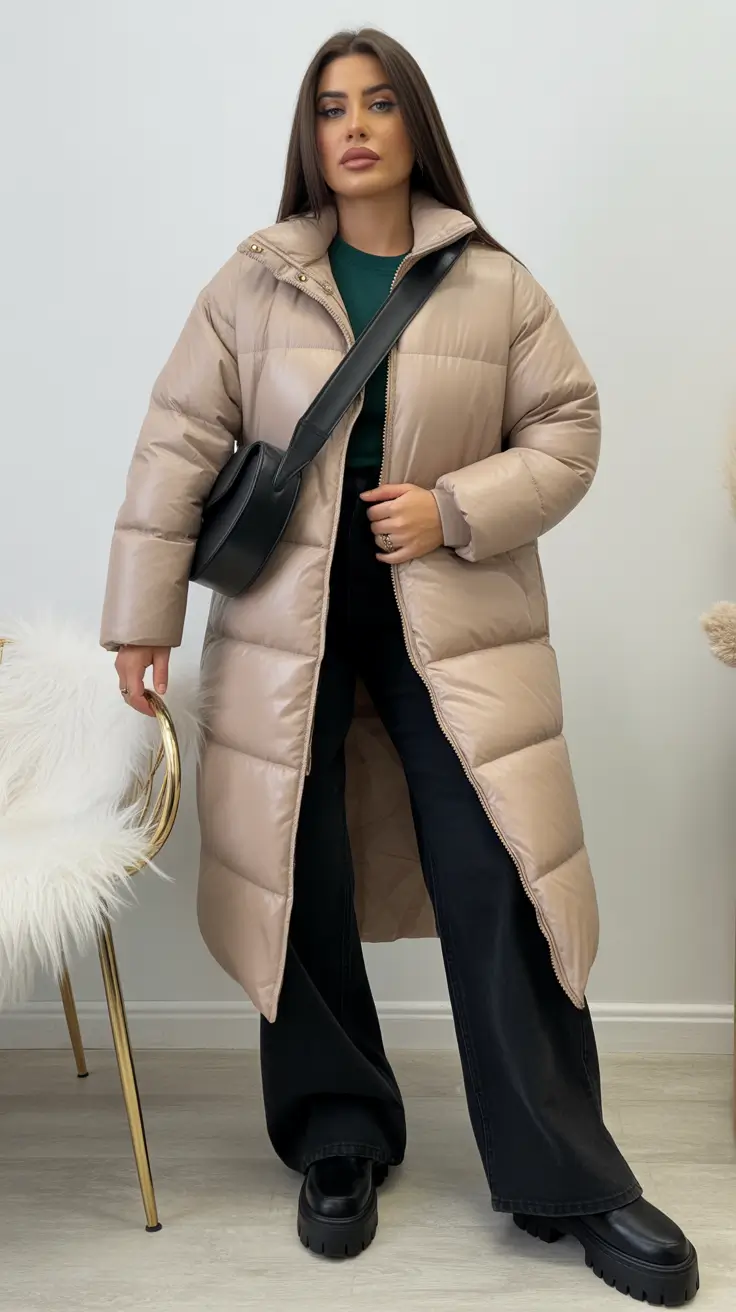 winter capsule wardrobe - Sand Puffer, Emerald Knit, and a Hands-Free Crossbody
