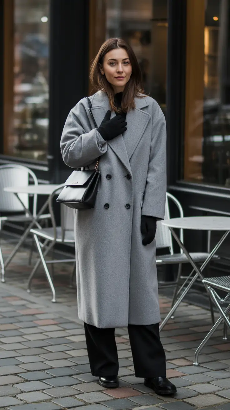 Winter Capsule Wardrobe for Women 2025 - 2026 - Steel-Grey Oversize Coat For Office And Off-Duty